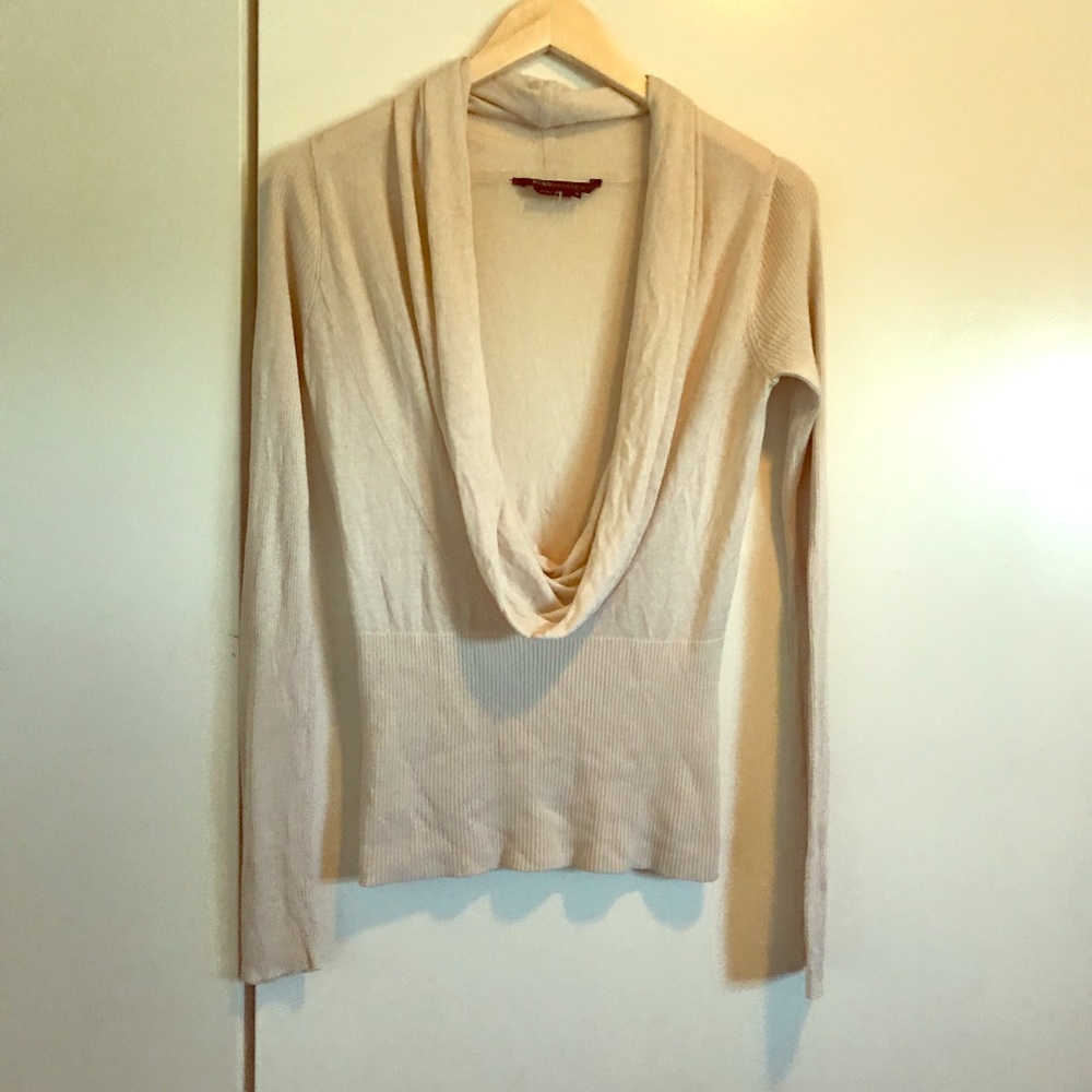 BCBG  cream long sleeve Top